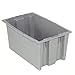Stack And Nest Shipping Container No Lid, 19-1/2x13-1/2x8, Gray, Lot of 6