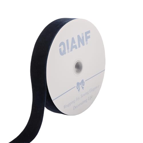 Image of QIANF Velvet Ribbon, 1 1 /2-Inch by 25-Yard Spool (Navy)