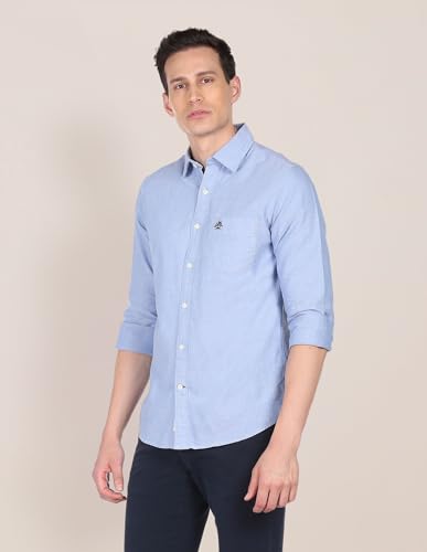 Image of U.S. Polo ASSN. Men's Solid Spread Collar Premium Cotton Oxford Tailored Fit Shirt