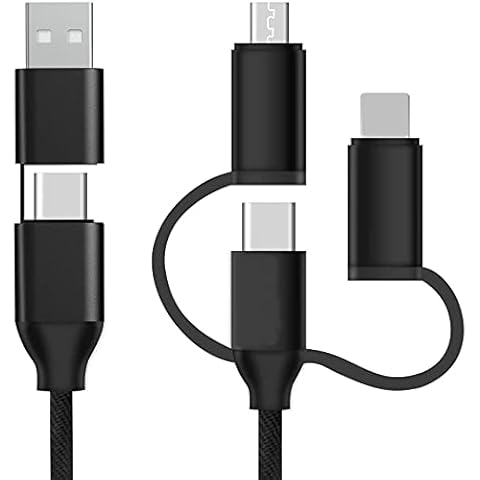 OUGIC USB C Multi Charging Cable, 5-in-1 PD 60W & QC3.0 20W, USB A/C to Type C/Phone/Micro USB, Compatible with Galaxy S21 Fold3 and More - Nylon Braided Black 1M Cover