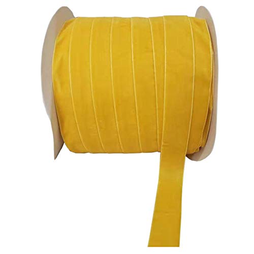 Image of 10 Yards Velvet Ribbon Spool (Yellow, 1 inch)