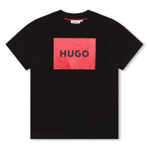 Hugo G00572 T-Shirt Garçon en maille de coton haut de gamme finitions soignées