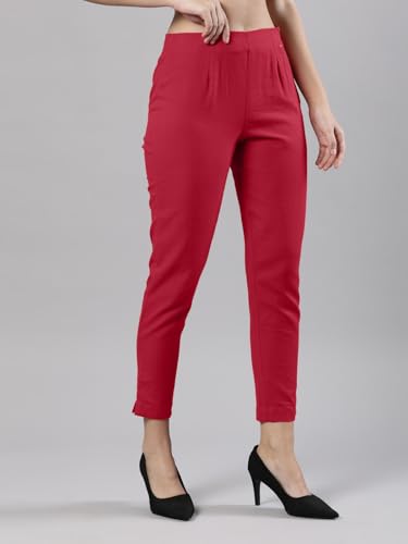 Image of Femmora Comfortable Fit Solid Straight Pant, Breathable Cotton Fabric with Side Zip Button Closure, for Women, Pack of 1