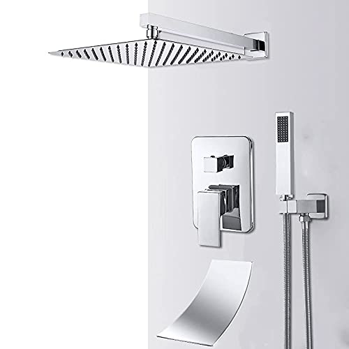 Système de douche cascade de pluie dissimulé pour baignoire moderne