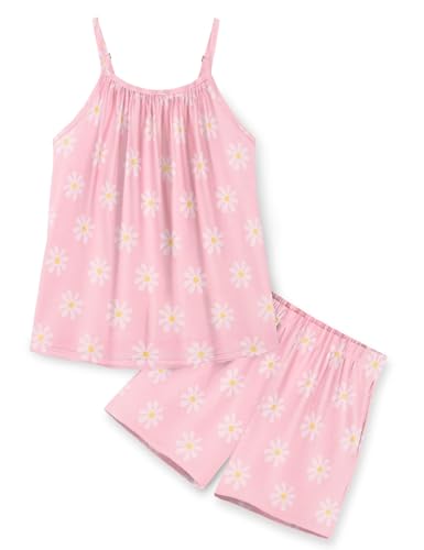 Image of Arshiner Toddler Kids Summer Clothes 2 Piece Tank Top and Shorts Set | Girl Summer Clothes 2 Piece Loose Spaghetti Strap Tank Top and Short Set Kids Clothing Sets with Pockets