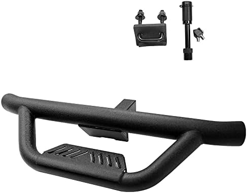 ONINE Texture Black Universal Hitch Step with Hitch Lock and Stabilizer Fit 2” Receiver Trailer Truck Towing Hitch Step Bar Rear Bumper Guard
