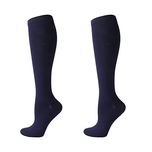 Cheeroyal (2 pares) Compression Socks for Men and Women Flight Socks Compression Stockings Running Socks for Running,Shin Splints,Flight Travel-Boost Stamina, Circulation and Recovery (S-M, Blue)