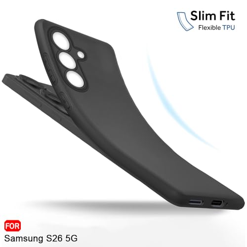 Image of TheGiftKart Sleek Back Cover Case for Samsung Galaxy S26 5G | Slim Fit Protective Design | Ultra Matte Finish | Camera Protection Bump | Soft Silicon Back Cover for Samsung S26 5G (Silicone, Black)
