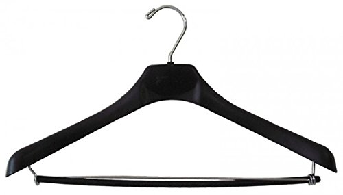 NAHANCO 2563 Concave Wide-Shouldered Plastic Suit Hangers, 18", Black (Pack of 50)