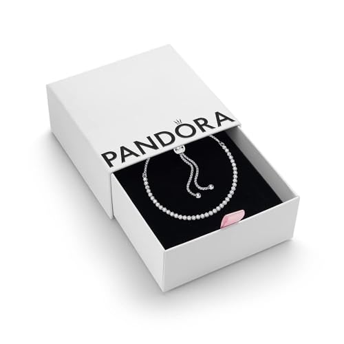 PANDORA Timeless Womens Sterling Silver Sparkling Slider Bracelet for Charms Size 23 With Gift Box