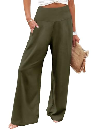 JZC Women's Palazzo Lounge Pants Casual Wide Leg Pants High Waist Flowy Toursers with Pockets