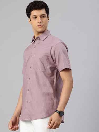 Image of Majestic Man Men's Pure Cotton Dobby Weave Checks Slim Fit Half Sleeve Casual Shirt