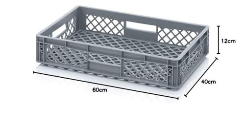 Auer Eurobehälter durchbrochen EO 64/12 Bäckerkiste 60x40x12cm, 22L Lager- und Transportbox stapelbar Eurobox Lebensmittelkorb Bäckerkiste