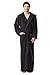 Arus Men's Hood'n Full Ankle Length Hooded Turkish Cotton Bathrobe Black Large