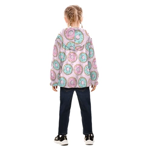 OTVEE Pink and Blue Donuts Kids Hoodie Jacket Fall Spring Full Zip Warm Outwear Coat4