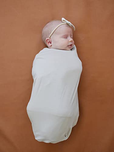 Image of Mebie Baby Oatmeal Stretch Swaddle, Modern and Neutral Swaddle Blanket for Baby Girl or Boy, Soft Baby Blankets, Newborn Swaddle Blanket, 0-3 Month, Comfy Wrap, Baby Essentials & Gifts (47 inch x 47 inch)