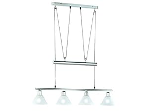 Trio Leuchten JoJo-Pendelleuchte Stamina 3751041-07, Metall Nickel matt, Glas opal weiß matt, exkl. 4x E14, höhenverstellbar, 40W