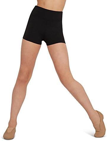 Capezio girls Team Basic High Waisted shorts, Black, 12-Oct US