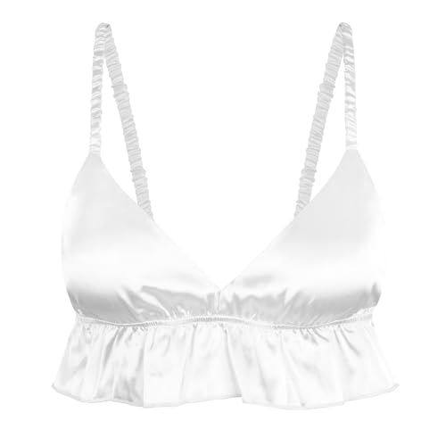Satin lingerie bralette à volants pour vos moments de détente et soirées cocooning