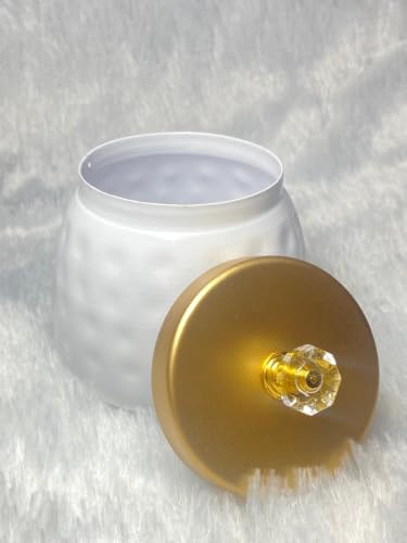 Image of Hammered Metal bowl with crystal Lid | Pichwai Jars | Return Gift | House Warming | Pooja | Wedding | Baby Shower | Birthday (White - Non Airtight Jar (Pack of 10))