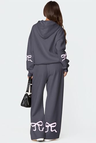 ETCYY NEW Womens 2 Piece Lounge Sets Bow Trim Print Hoodie Set Fall Fashion Oversized Sweatshirts Wide Leg Sweatpants4