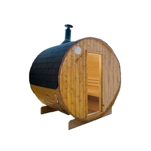 Desineo Sauna extérieur Harvia Type tonneau avec poêle à Bois 220 cm (L) x 220 cm (diamètre)