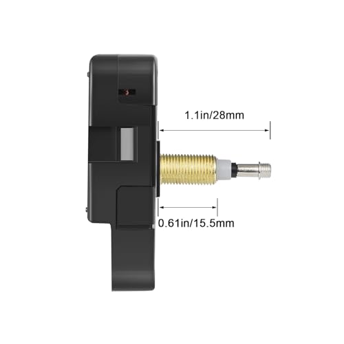 High Torque Clock Movement with 28mm Shaft and 12" Spade Black Hands