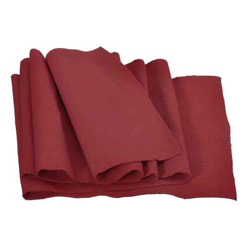 Rebower 20cm x 1m Puños Elásticos con Ribetes Acanalados para Coser Tela de Algodón Banda Elástica de Punto, [para Puños, Cintura, Cuello] - Rojo Borgoña