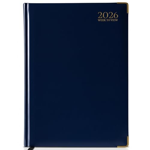 G4GADGET A4 2026 Week to View Blue Diary Gilt Edges Hardback