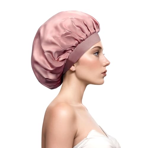 Desmend Cuffia di seta per dormire Silk Bonnet per capelli corti (Rostig Rosa)