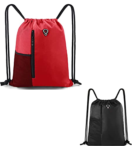 Beegreen Drawstring Backpack Gym Bag For Men Women Sport String Backpack With Water Bottle Mesh Pockets And Two Zippered Pocket #TOP15