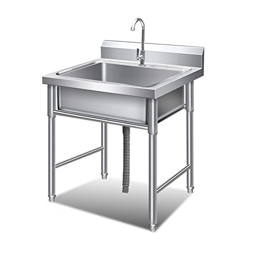 Fregadero de servicios públicos,Juego De Fregadero De Cocina De Restaurante Comercial De Un Solo Tazón De Acero Inoxidable Independiente Con Grifo, Para Bar, Cocina, Restaurante, Garajes,20x20x32in