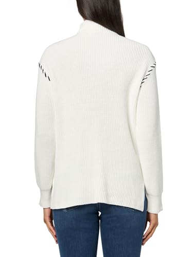 MULTIPLES Women's Cuffed Long Sleeves Drop Shoulder Zip Thru Collar Sweater Top2