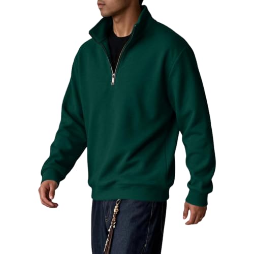 Mens Pullover Quarter Zip Fleece Mockneck 1/4 Zipper Graphic Sweatshirts - image 3