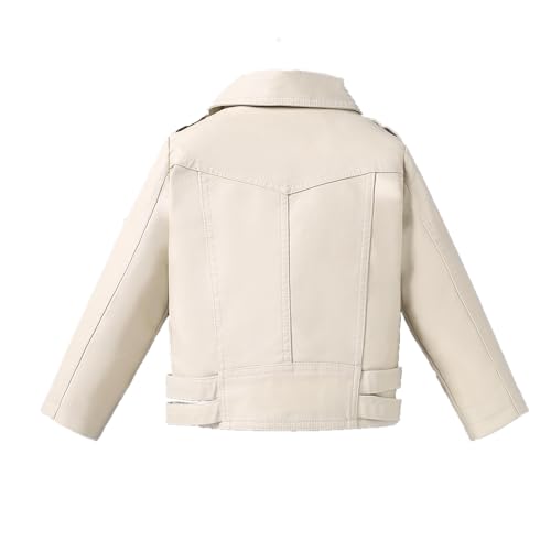 Kids Faux Leather Biker Jacket, Motorcycle Style with Lapel Collar Spring Fall Coat for Boys and Girls 3-16 Years2