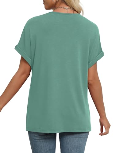 Image of WIHOLL Womens Summer Tops Short Dolman Sleeve Shirts 2026 Fashion V Neck Outfits Clothes