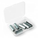 6PCS M12-40 Heavy Duty Hex Coupling Nuts, Carbon Steel Zinc Plated Connectors for 1/2' Threaded Rods - High Strength Extended Hexagon Nuts for Construction, Industrial & DIY Projects