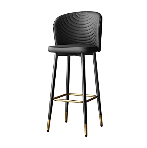 ASBEQUZBE Taburetes de Bar, Taburete de Bar Moderno Giratorio de 360°, Asiento de Piel sintética y Patas de Metal Negro, Altura 55/65/75 cm, Naranja/Gris/Azul/Negro, 1 Unidad Stabilize