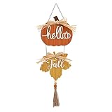 Valery Madelyn Fall Decorations for Home, Fall Wall Decor with Pumpkin and Maple Leaf, Rustic Farmhouse Fall Wreaths, Wooden Pumpkin Decor for Thanksgiving Autumn, 21 inch