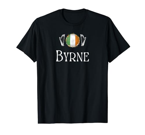 Byrne Cognome irlandese cognome araldico bandiera araldica Arpa Maglietta