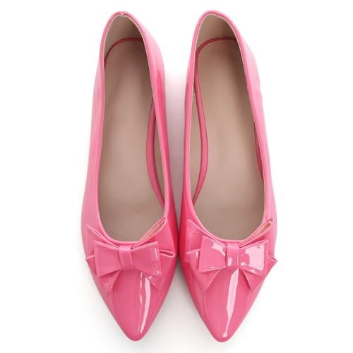 SAILING LU Womens Pointed Toe Shoes PU Ballet Flats Bow-Knot Dress Shoes Slip-on Comfortable Wear to Work Walking Flat Slip-ons3