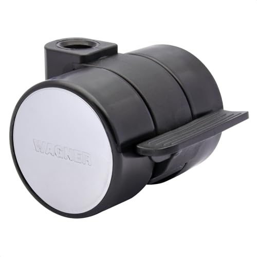 WAGNER 01010101 - Rueda doble para muebles (diámetro: 38 mm, altura de 40 mm, bloqueador, tapa cromada, capacidad de carga de 50 kg, fabricado en Alemania)