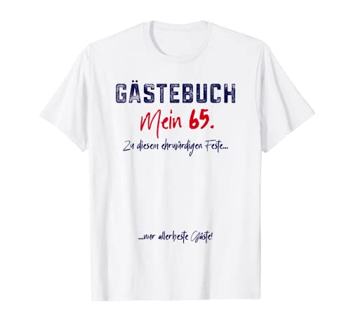 65 Cumpleaños 65 65 Lista de invitados 65 libro de visitas 65 Camiseta