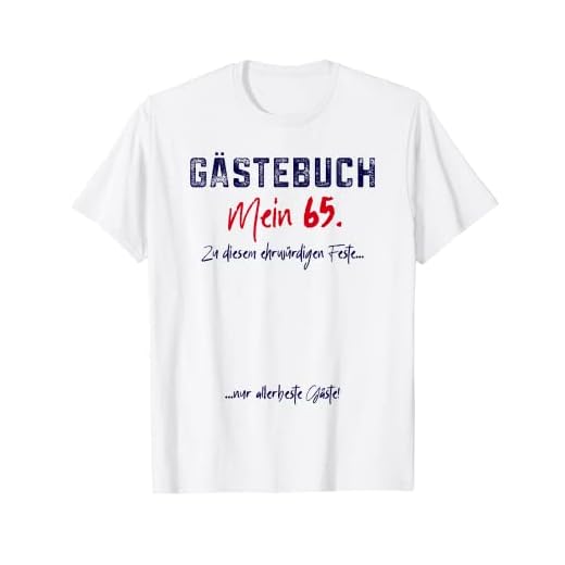 65 Cumpleaños 65 65 Lista de invitados 65 libro de visitas 65 Camiseta