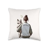Cairn Terrier Mom Illustration I Love my Dog Back View Throw Pillow