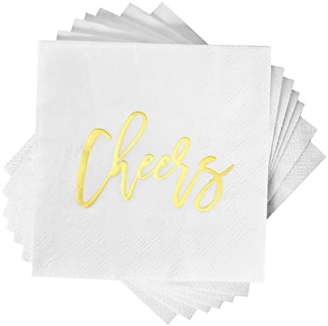 100pcs White And Gold Napkins Disposable, 3 Ply Wedding Decoration Cocktail Napkins, Party Napkins Bar Napkins, Bachelorette Napkins Engagement Napkins Beverage Napkins