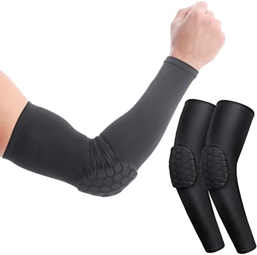 Bopean Padded Arm Sleeve 2PCS Honeycomb Shooter Sleeves for Basketball Volleyball Football Baseball Cycling