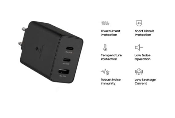 Image of Original 65W 3 Port Multi Port with SuperFast Charging Technology Adapter Compatible for Sam Sung S23 Ultra,S23 Plus,S23,S22 Ultra,S22 Plus,S22,S20FE,A72,A52,A32,F23,F62(TEN231)