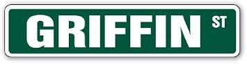 Griffin Street Sign Childrens Name Room Sign | Indoor/Outdoor | 18" Wide