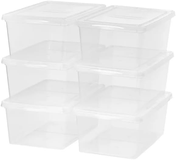 ZerapH17 Qt. (4.25 gal.) Plastic Stackable Closet Storage Box, Clear, Set of 6